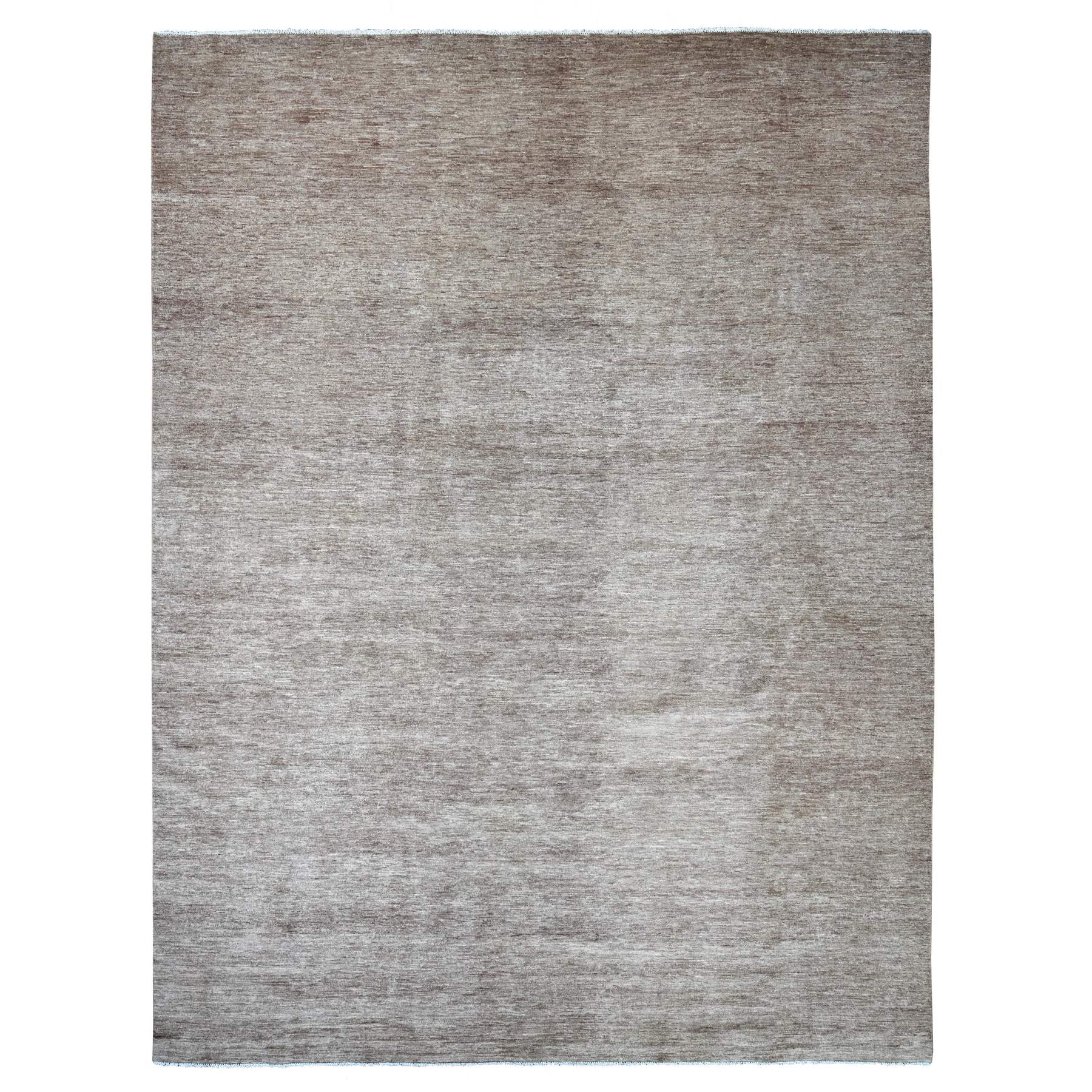 11'4"x15'4" Bole Brown, Plain Solid Pattern, Hand Knotted, Hand Spun Ghazni Wool, Lush and Plush, XL, Oversized, Oriental Rug 